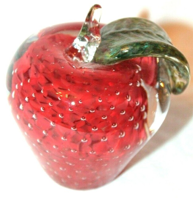 Strawberry Fruit Clear Glass Red Paperweight Paper Weight eBay