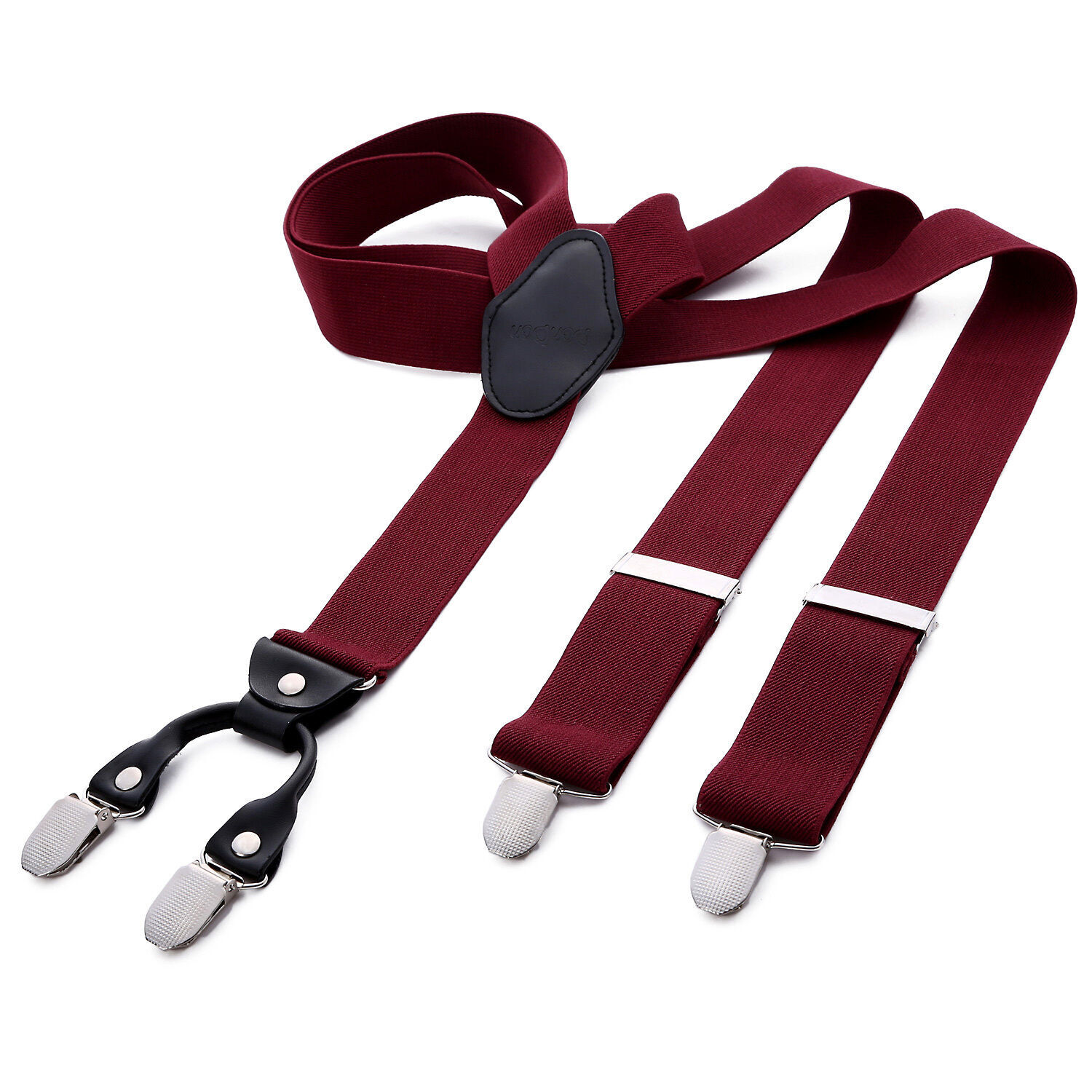 Tirantes Ancho 4 Clips Forma-Y Elástico Ajustable Hombre Mujer Unisex Cuero