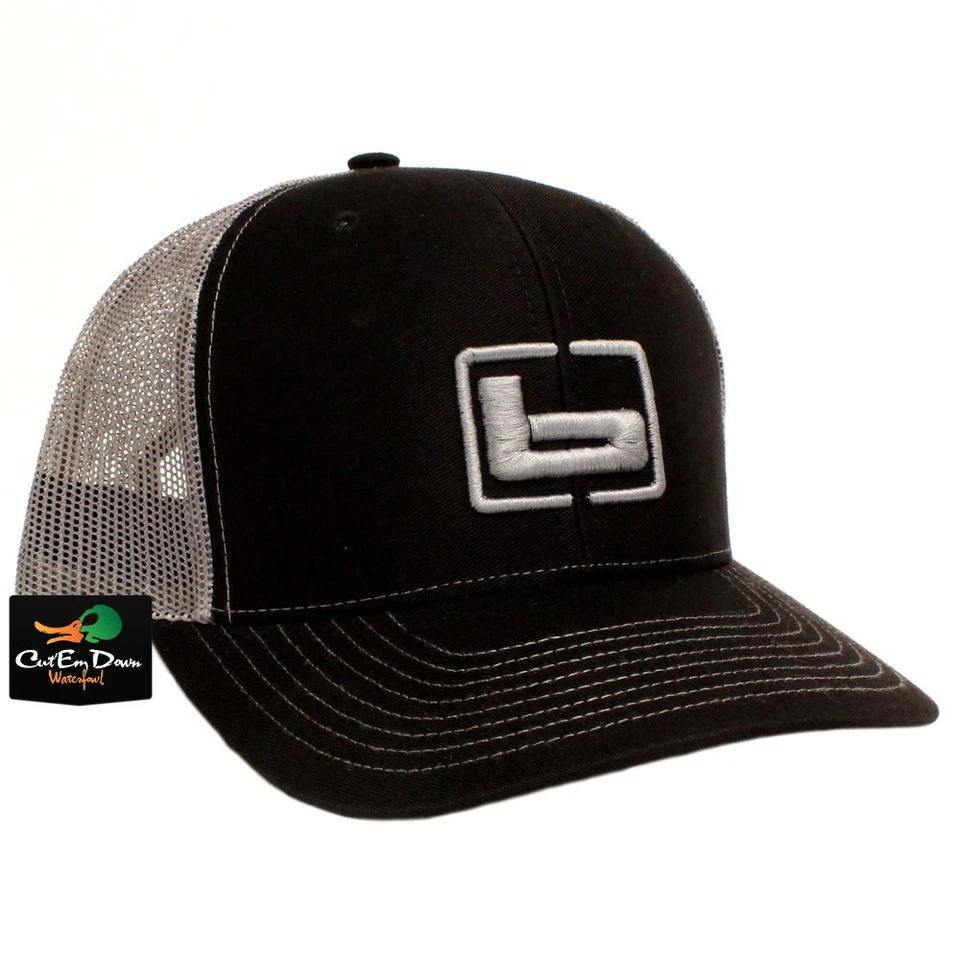 NUEVO GORRA CAMIONERO CON BANDAS MALLA SOMBRERO TRASERO NEGRO Y CARBÓN CON LOGOTIPO "b" Foto 2 de 3
