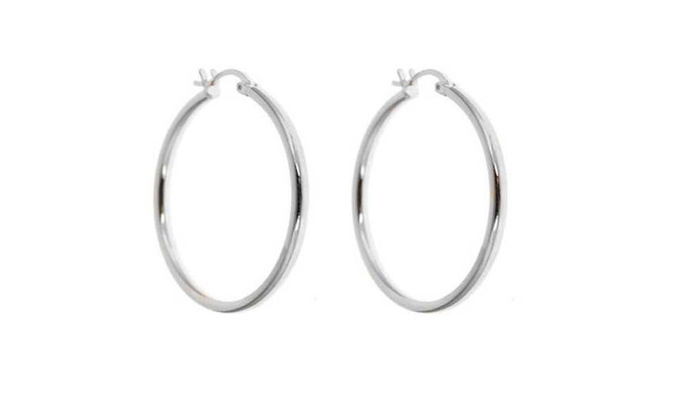 はるなお 925 Sterling Silver High Polished 2MM Hoop Earrings - 10MM