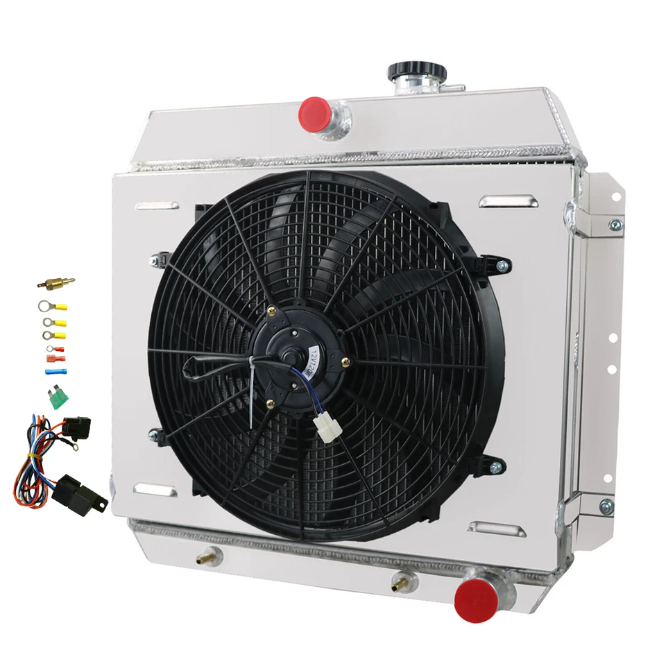 For 1949-1954 Chevy Bel Air Sedan V8 Fleetline 3 Core Radiator+Shroud Fan Kits Foto 3 de 4