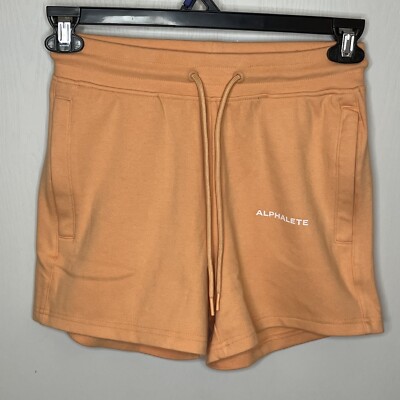 Alphalete Shorts Women Small Orange NWOT Athletic Leisure Drawstring Pockets