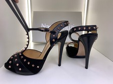 Nando Muzi Pumps 13 cm 39 black schwarz T-Bar spikes sm sandals high heels