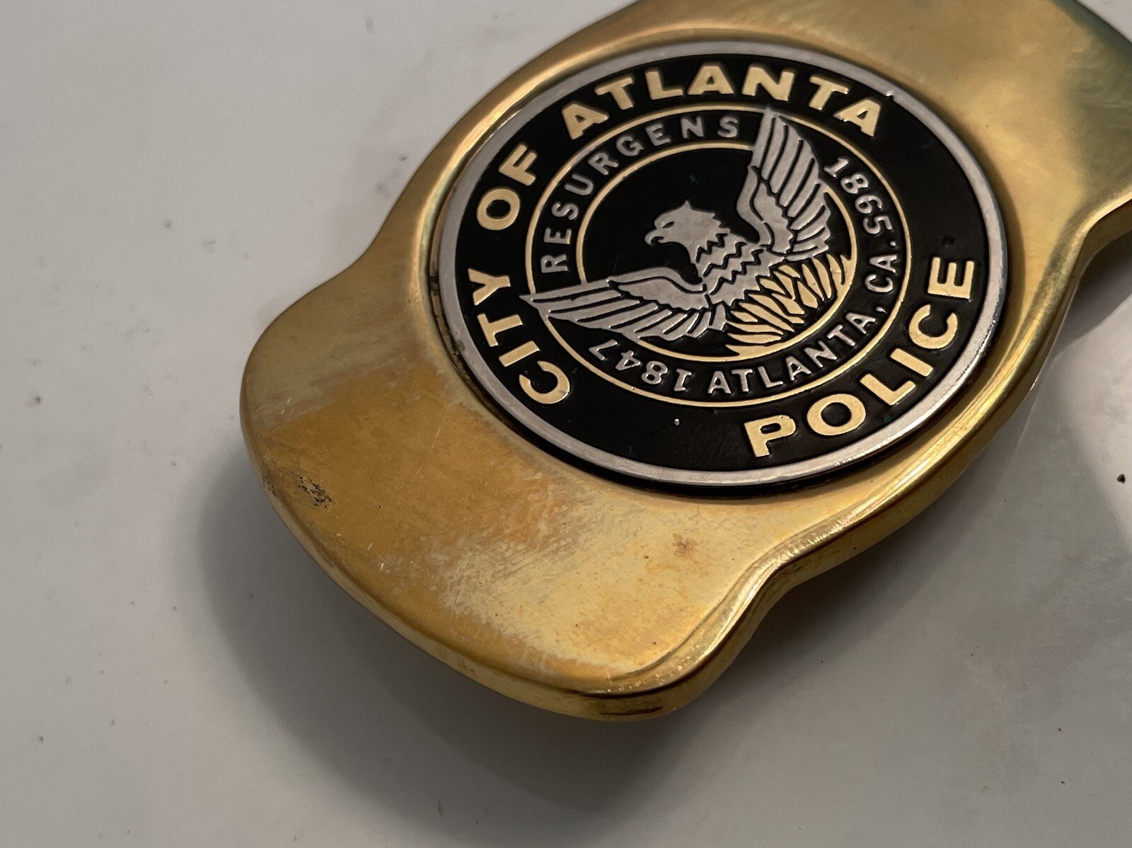 VINTAGE ATLANTA POLICE DEPARTMENT BRASS BELT BUCKLE COMMERCIAL