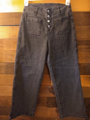 Bell Flare Leg Black Wash Button Fly Jeans Size 6