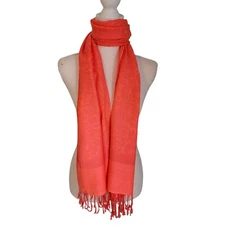 Pashmina Scarf Shawl Wrap 70% Pashmina 30% Silk Melon Color Fringe NWOT