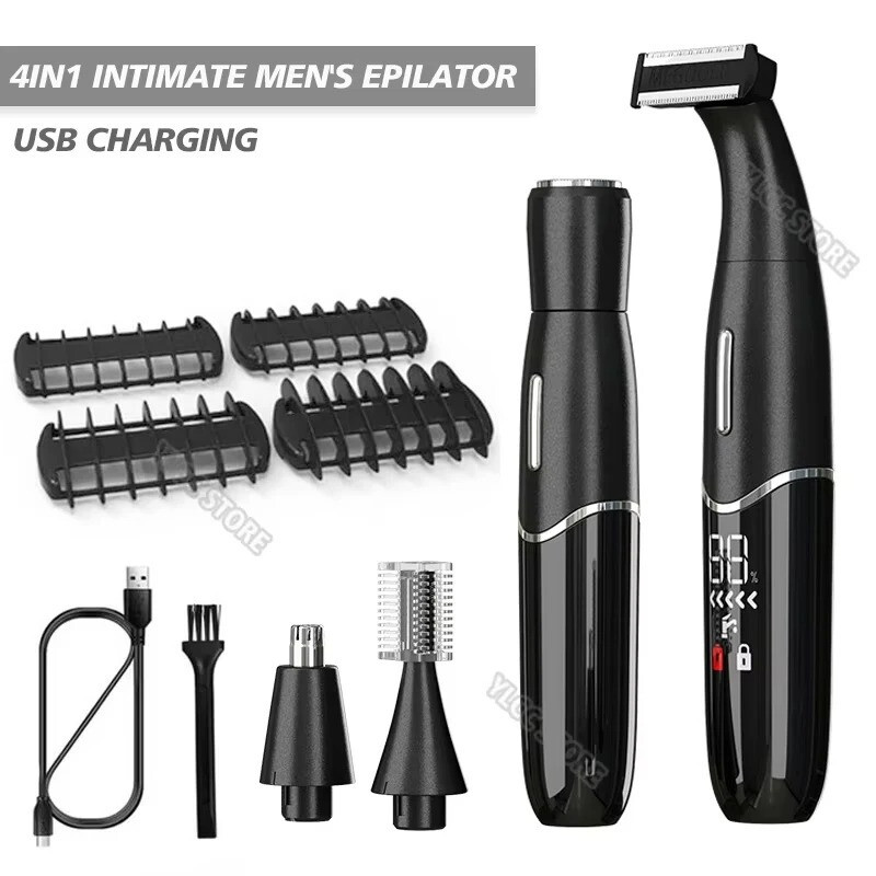 Tondeuse corps et barbe pour homme avec rasoir de précision noir