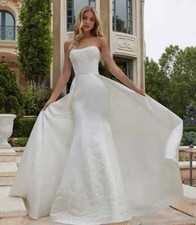 Glitter Mermaid Wedding Dresses Pears Bodycon Detachable Overskirt Bridal Gowns