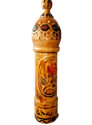 VTG Handcrafted Wooden Perfume Vial Holder Eastern European Unique Vanity Art