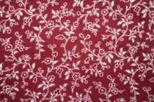 WHITE VINES AND FLOWERS ON DEEP RED - 100% COTTON FABRIC