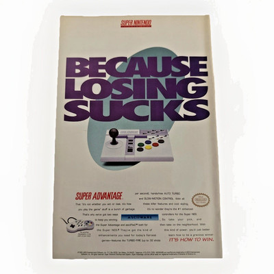 Vintage Super Nintendo Asciiware Super Advantage Controller  Print Ad /Art
