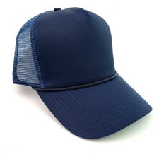 Unbranded Adult Mens Womens Plain Navy Blue Mesh Back Trucker Snapback Cap Hat