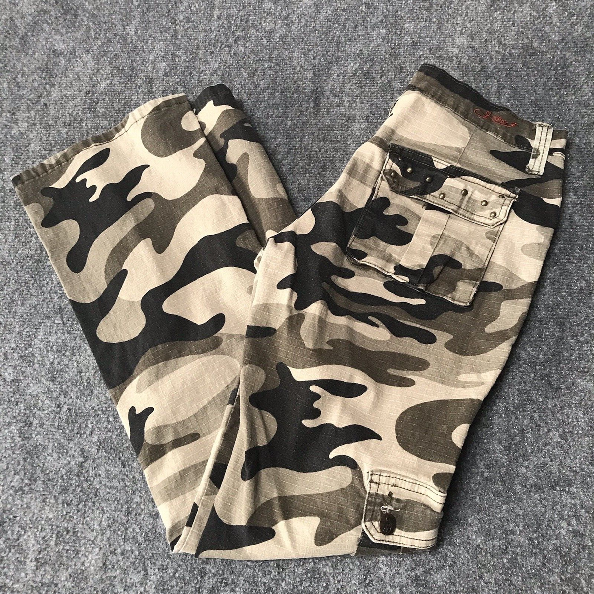 Vintage Y2K Cargo Pants 5 6 Camo Studded Low Rise Grunge