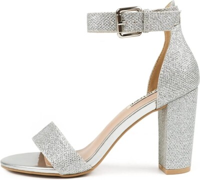 Womens Chunky Block High Heels Ankle Strap Heeled