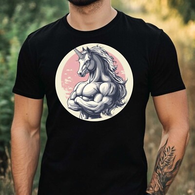 Herren T-Shirt Starkes Einhorn Motiv Baumwolle Größe XS bis 5XL