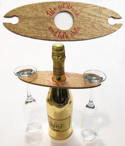 #1500A Wine Bottle & Glass Holder Handmade Wood Stand for 2 Glasses & Bottle - 第 1/4 張圖片