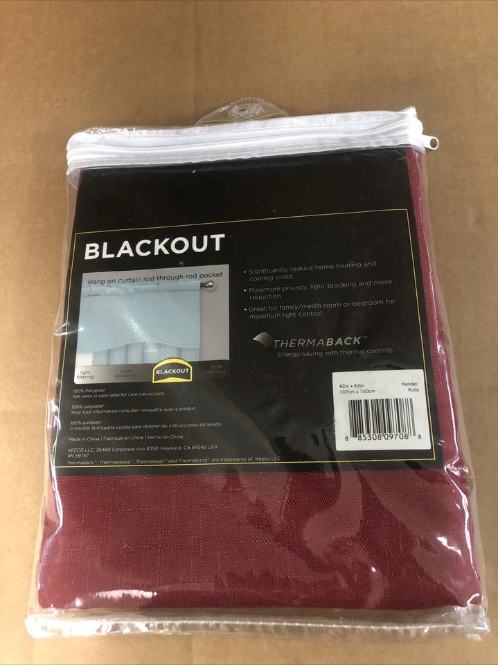 Занавеска затемняющая Eclipse. Одна панель 42 дюйма x 63 дюйма  Thermaback. Рубин. Новый - Изображение 3 из 4