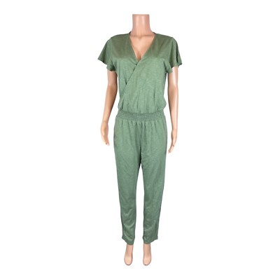 Candace Cameron Bure Women's Sunkissed Petite Jumpsuit Olive Solid PXL Size