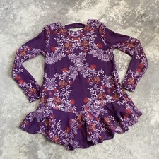 Free People Tunic Smooth Talker Womens Small Floral Purple Mini Flare Ruffle