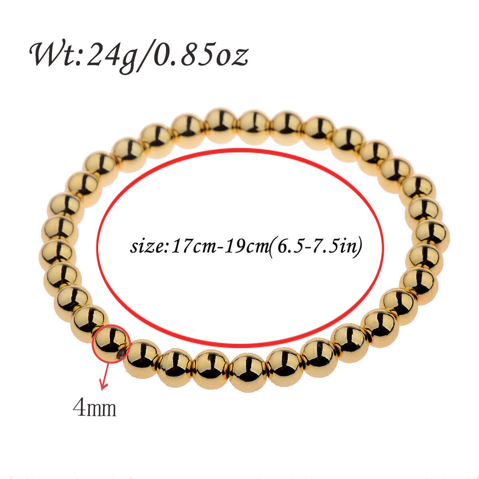 Moda Elegante Pulsera Oro Colores 4mm Cuentas de Cobre Metal Lujo Dije Joyería Foto 3 de 4