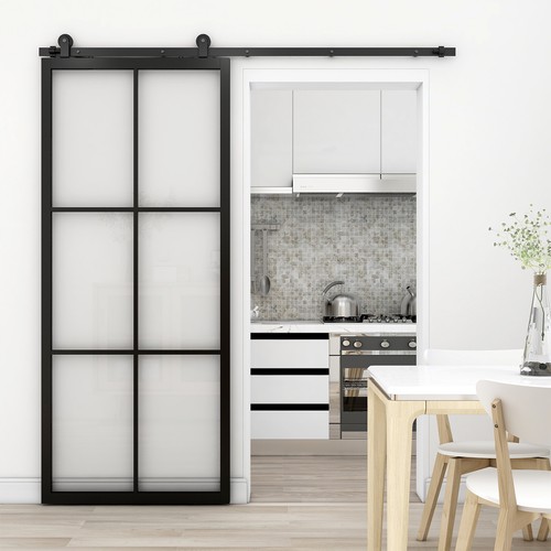 CCJH Barn Door Hardware Kit, Barn Door Track, Kit de herrajes para puertas correderas 1,22-4,57M - Imagen 19 de 38