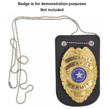 Law Enforcement Badge Holder Genuine Leather Universal Black Wallet