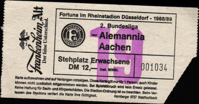 3257 Ticket II Bl 88/89 Fortuna Düsseldorf - Tsv Alemannia Aachen 13.08.1988