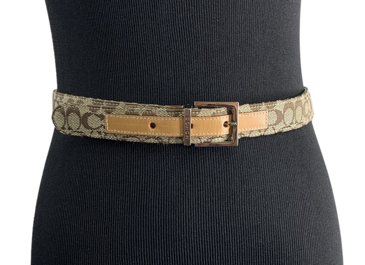 Coach Monogram Square Buckle Jacquard Leather Belt Womens XS  display picture 1