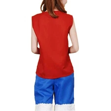 One Piece Luffy Cosplay Costume Red Coat Blue Shorts Outfits Festival Perform