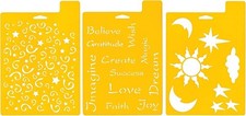 One Set of 3 Counts 7"x9" Sun Moon Stars Cloud Love Faith Stencils Templates