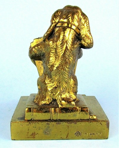 FERMALIBRI VINTAGE JENNINGS BROTHERS COCKER SPANIEL CANE CHE SUONA FISARMONICA METALLO - Foto 7 di 11
