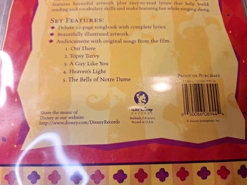 NEU Disney Der Glöckner von Notre Dame Mitsingen Liederbuch Audiokassette Band - Bild 5 von 8