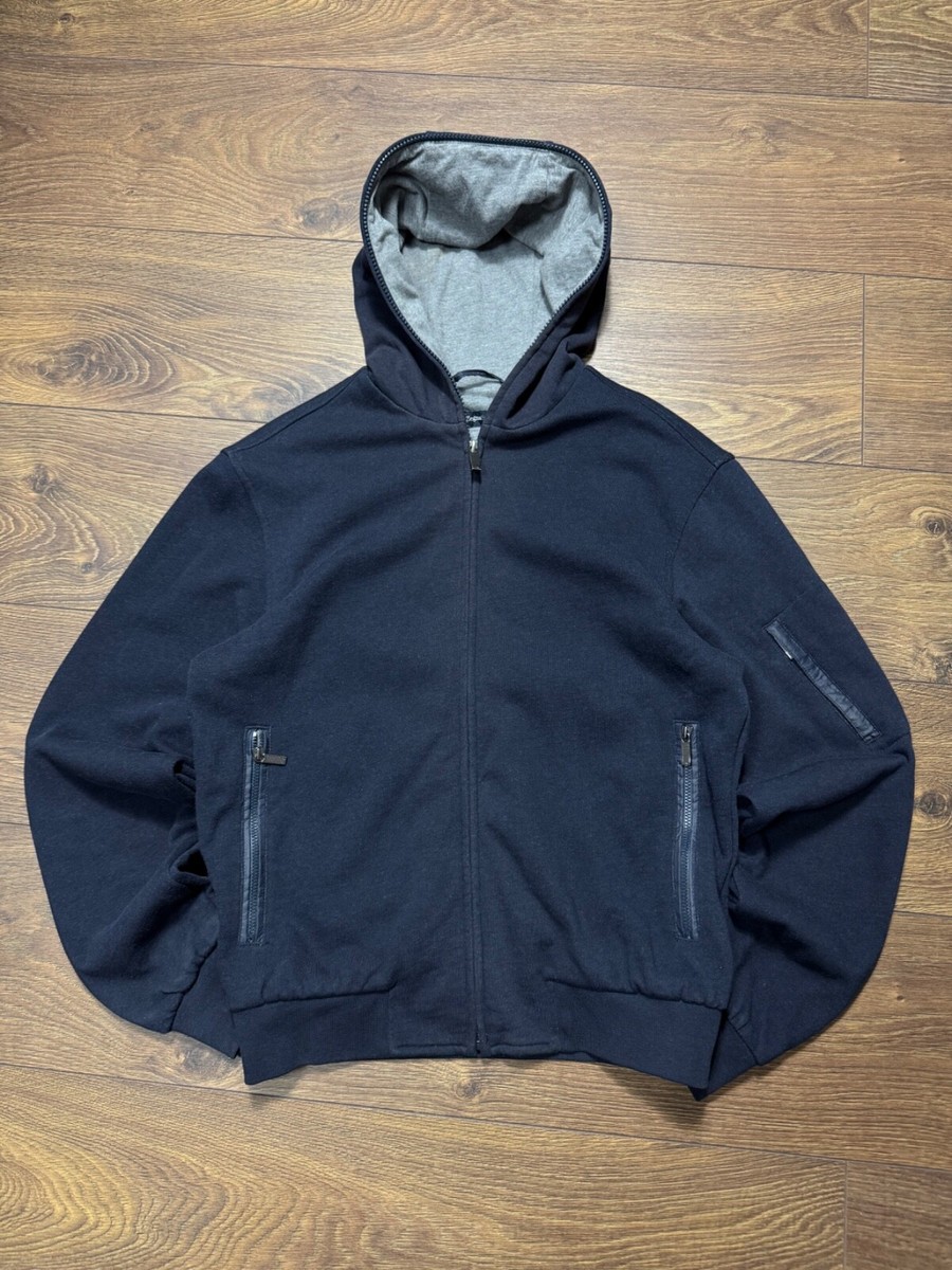 Ermenegildo Zegna【割引済み】 Ermenegildo Zegna Sport Vintage Luxury Full Zip Hoodie Navy Blue