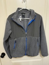 The North Face Youth Boys Blue Gray Long Sleeve Full Zip Fleece Jacket XL 18/20