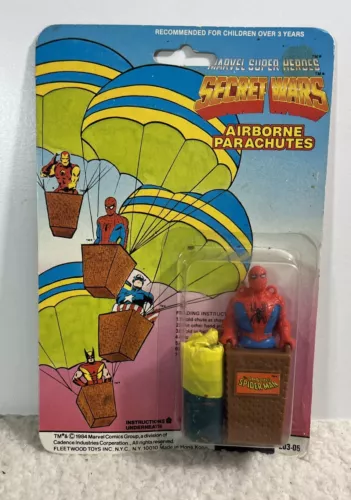 Marvel Super Heroes Secret Wars 1984 Airborne Parachutes Spider-Man Sealed New