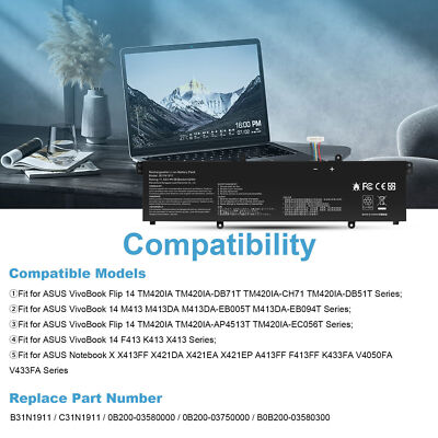 B31N1911 Battery for ASUS VivoBook Flip 14 M413 M413DA TM420IA