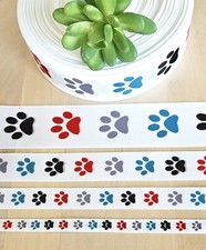 3/8, 5/8, 7/8  1.5" 1 YD Paw Print Grosgrain Ribbon Dog Paw Cat Paw Print