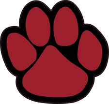5in x 4.75in Maroon Paw Print Vinyl Sticker Car Truck Vehicle Bumper Decal