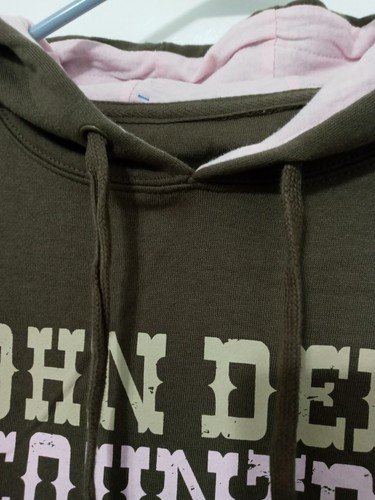 John Deere Country Brown And Pink Pullover Fleece Hoodie New Large - Picture 5 of 10