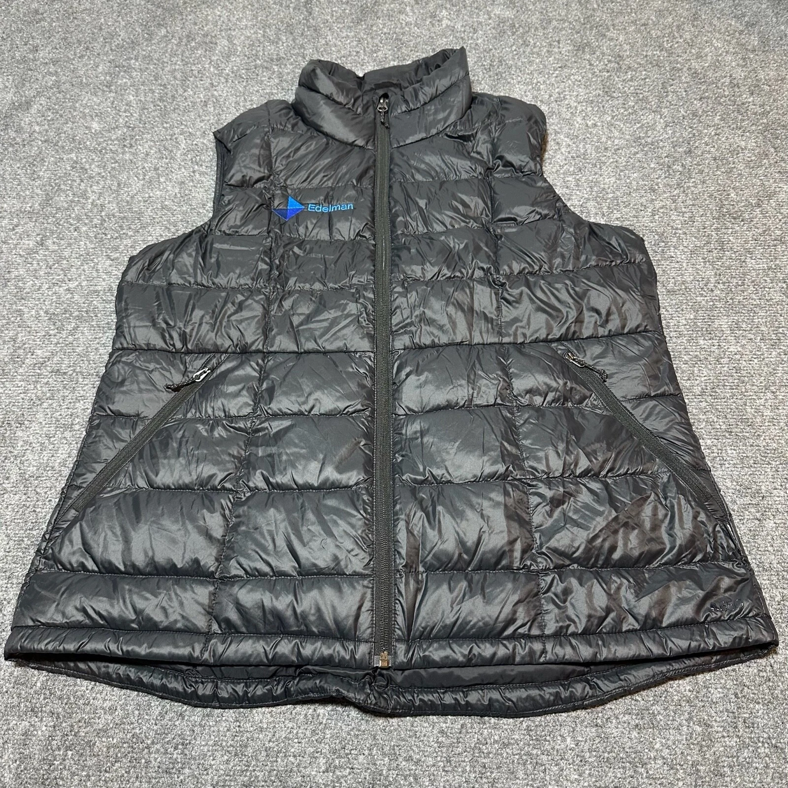 REI Vest Mens Extra Large Black Nylon Puffer Down Full Zip Pockets Outdoors