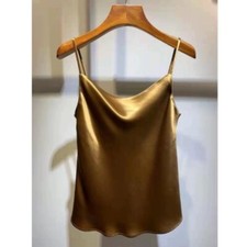 Women Satin Tank Top Camisole Silky Vest Sleeveless Cowls Thin Summer Fashion