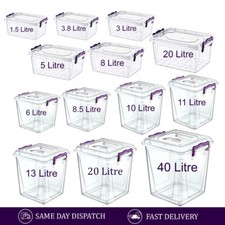 Clear Plastic Storage Boxes with Lids Stackable Box Home Office Kitchen Contaner