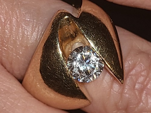 14k Gold Ring, Solid 14k Gold Wide Ring With a Stone, 14k Gold Wide Ring