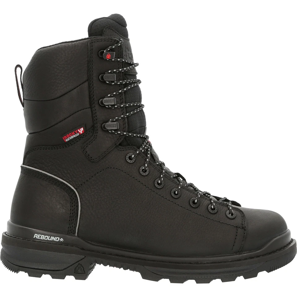 Botas de trabajo y seguridad negras Rocky Rams Horn de encaje a punta impermeables RKK0353 para hombre