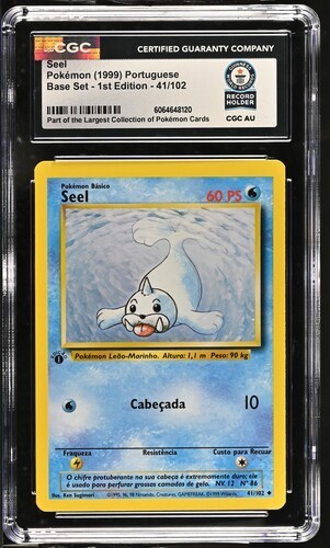 Pokemon CGC World Record Holder Base Set - Seel 41/102 1st Edition 1999 