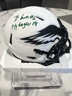 Devonta Smith Signed "Fly Eagles Fly" Autograph Speed Lunar Mini Helmet Beckett