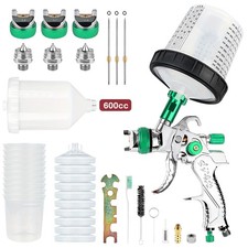 Gravity HVLP Spray Gun Paint Gun Kit Garage Feed Air 1.4mm 1.7mm 2mm 3 Nozzles