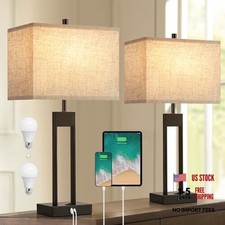 Extra Large 25.5" Nightstand Table Lamps for Bedrooms Set of 2, Bedside Black