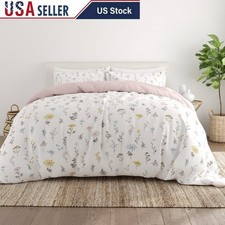 Reversible Floral Duvet Cover Set King Hypoallergenic Soft Microfiber 3 Piece US