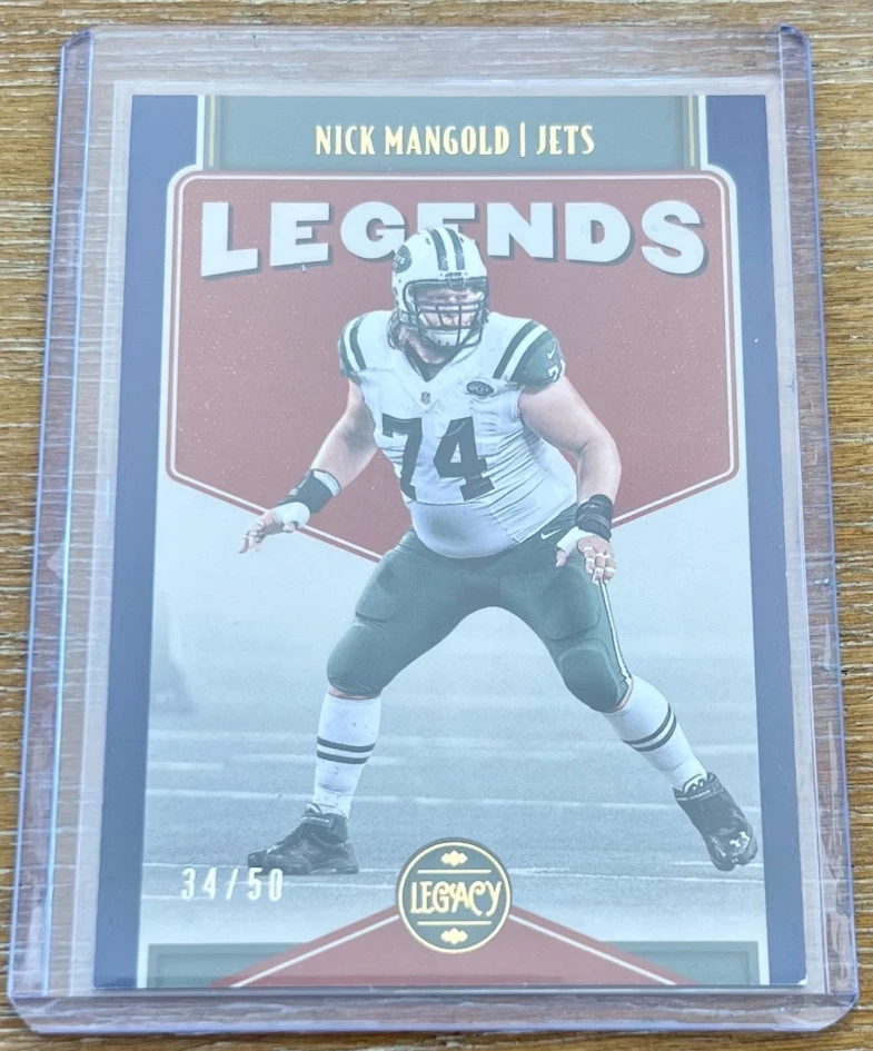 NICK MANGOLD 2022 Panini Legacy LEGENDS GOLD PARALLEL #34/50 ! NEW YORK JETS ! - Image 3 of 3